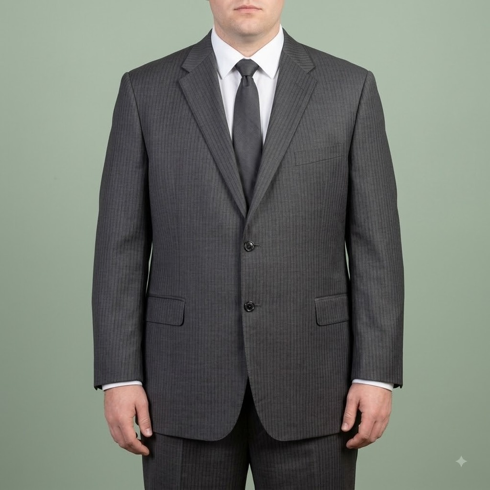 Saks Fifth Avenue Wool Blazer Men's 46R Gray Pinstripe Sport Coat